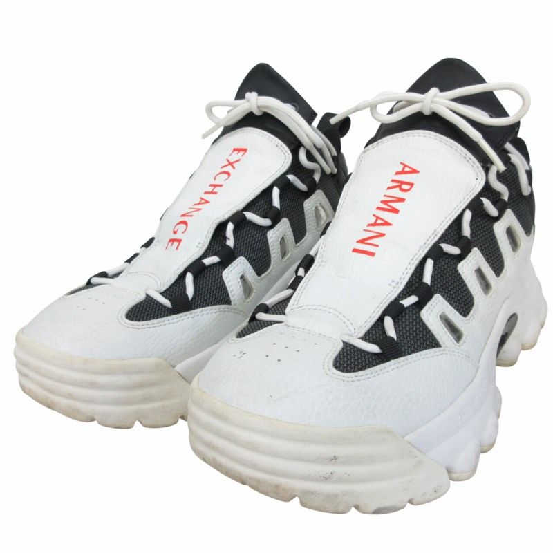 アルマーニエクスチェンジ A/X ARMANI EXCHANGE ボリュームソール スニーカー 厚底 レザー ロゴ ダッドシューズ XUX074 XV244 白 ホワイト サイズ41 26.0cm IBO80
