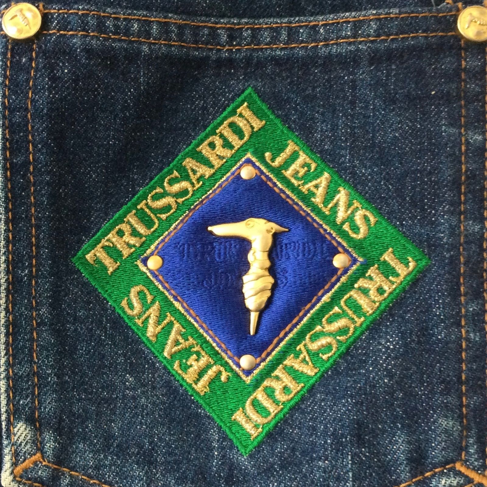 80s - 90s TRUSSARDI ロゴ刺繍 デニム トレンチコート 80s - 90s TRUSSARDI ロゴ刺繍 デニム トレンチコート