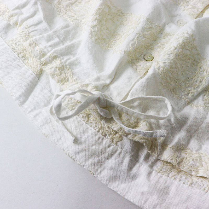 2023SS マーブルシュッド コットンリネン チュニック M グレー 刺繍　鳥 2023SS マーブルシュッド コットンリネン チュニック M グレー