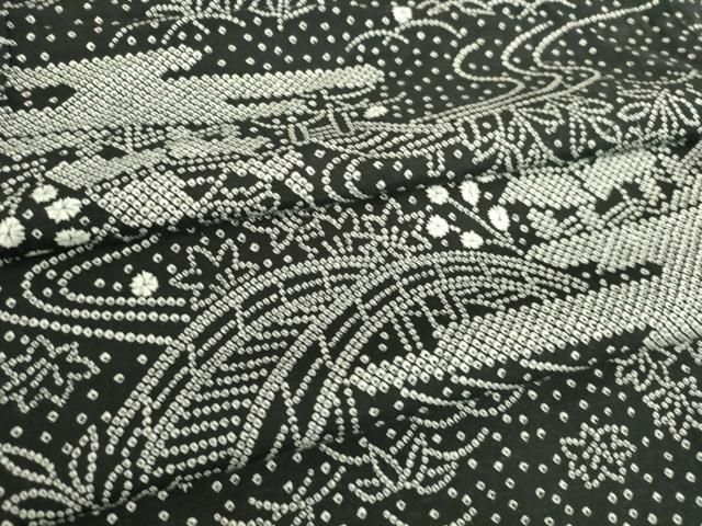 平和屋着物○九寸名古屋帯 更紗花間道 黒地 正絹 逸品