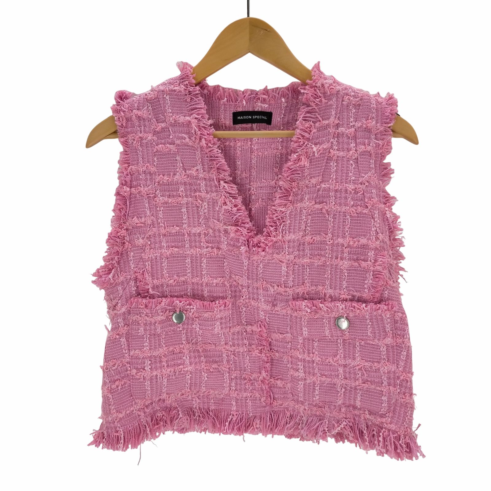 メゾンスペシャル ツイードベスト ピンク