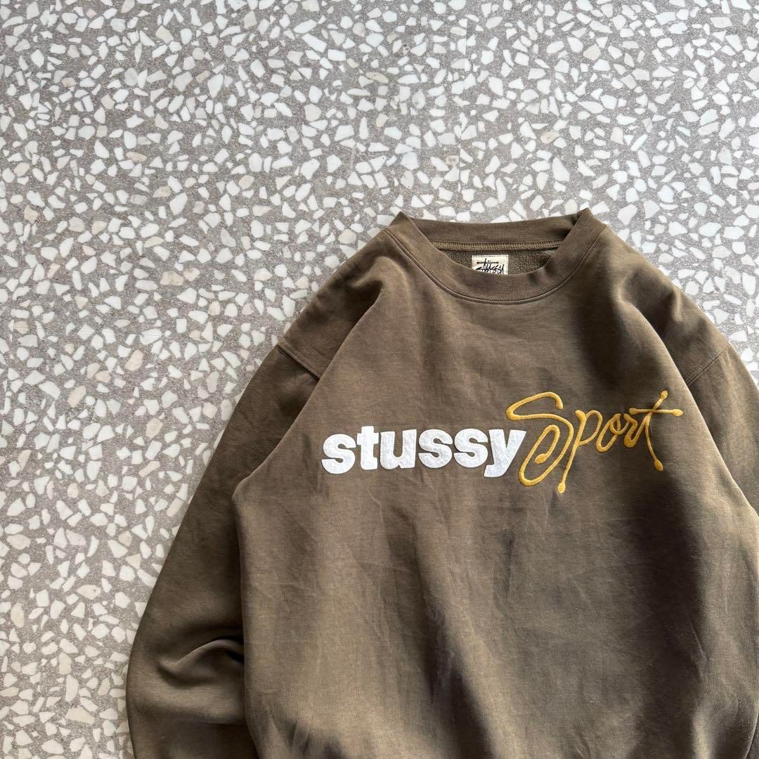 人気デザイン クラウンタグ ステューシー白タグショーンフォントsk8 stussy sport 筆記体 変形ロゴ トレーナー ビンテージ オーストラリア製 高円寺
