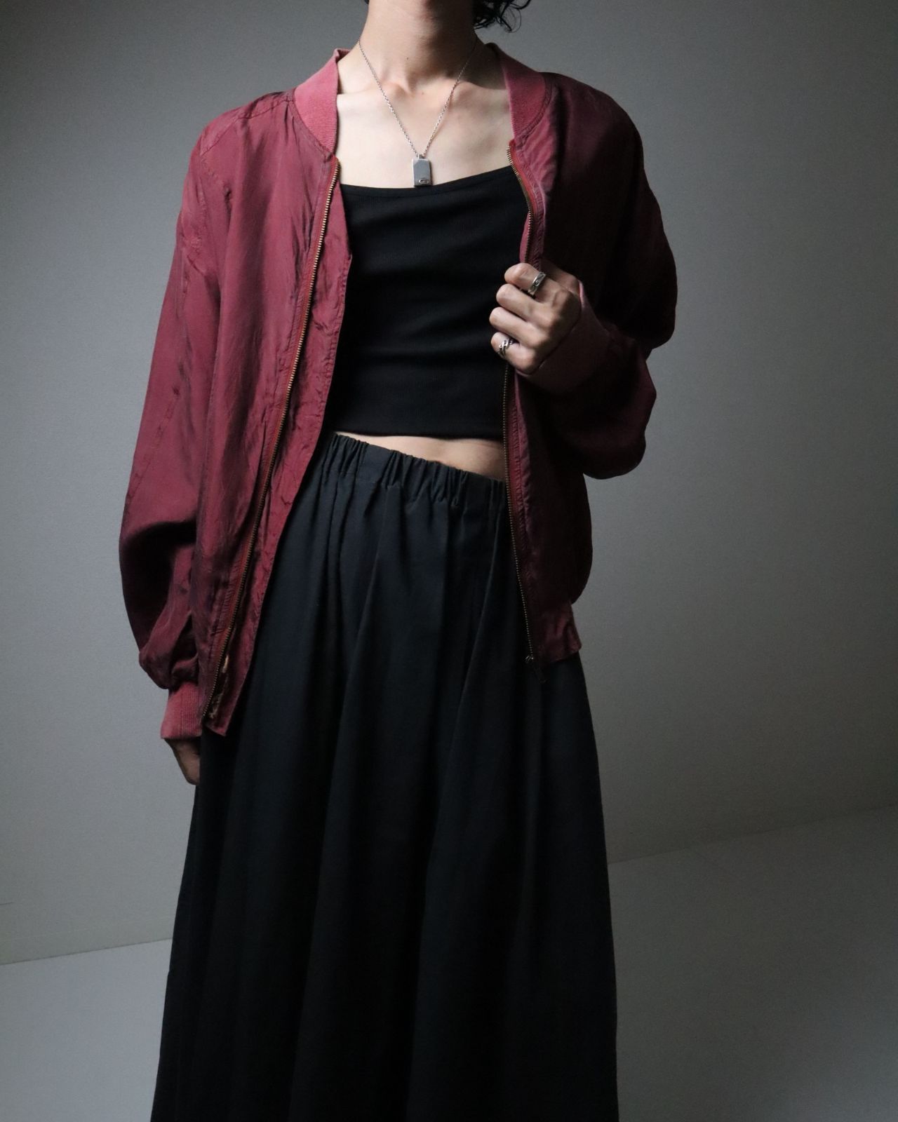 fade silk oversized bomber jacket blouson bordeaux シルク 絹 オーバーサイズ ボンバージャケット ブルゾン 深紅 ボルドー 80s 90s AllSaints Tierra Faded Oversized Bomber Jacket in Pink for Men