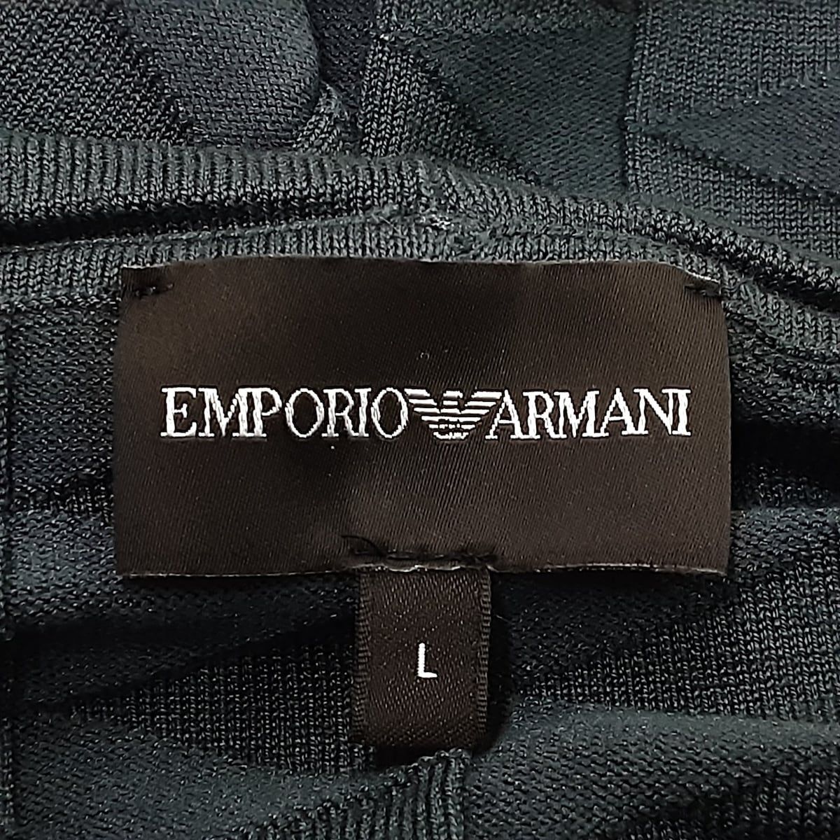 EMPORIOARMANI(エンポリオアルマーニ) 半袖セーター サイズL レディース美品  ネイビー 春・秋物/フード