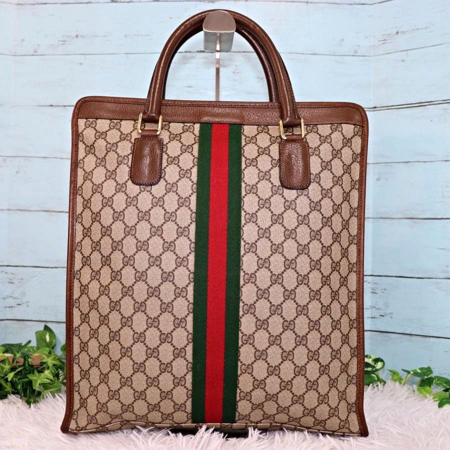 GUCCI オールドグッチ シェリーライン 大容量ハンドバッグ A4サイズ