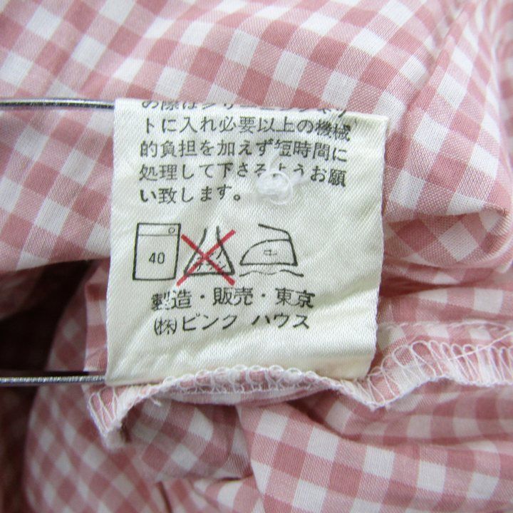 ピンクハウス ブラウス シャツ トップス 長袖 フリル リボン ギンガム