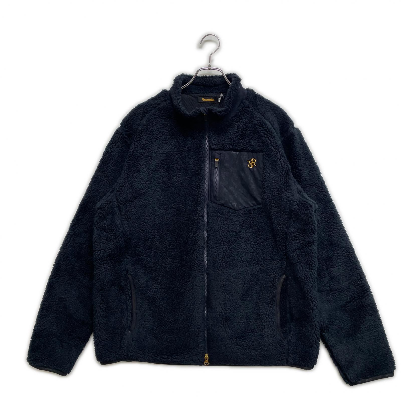 メンズ レザレクション Resurrection フルジップアウター XXL 紺 ネイビー ボア メッシュ裏地 大きい