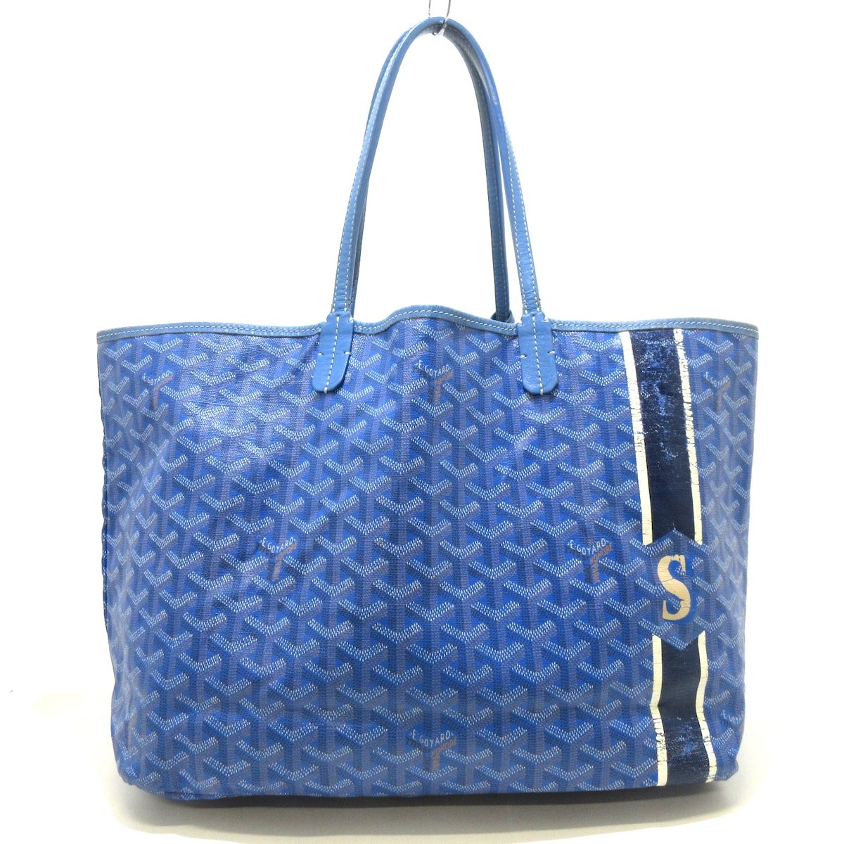 GOYARD(ゴヤール) トートバッグ サンルイPM ブルー マーカージュ/イニシャル(S) コーティングキャンバス×レザー