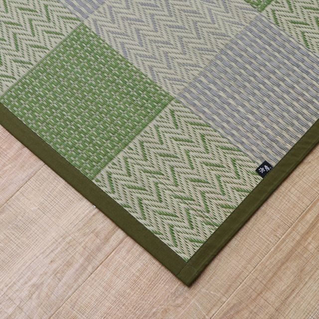 イケヒコ 国産い草 花ござ 上敷き 草千里 グリーン 約174×261cm(江戸間3