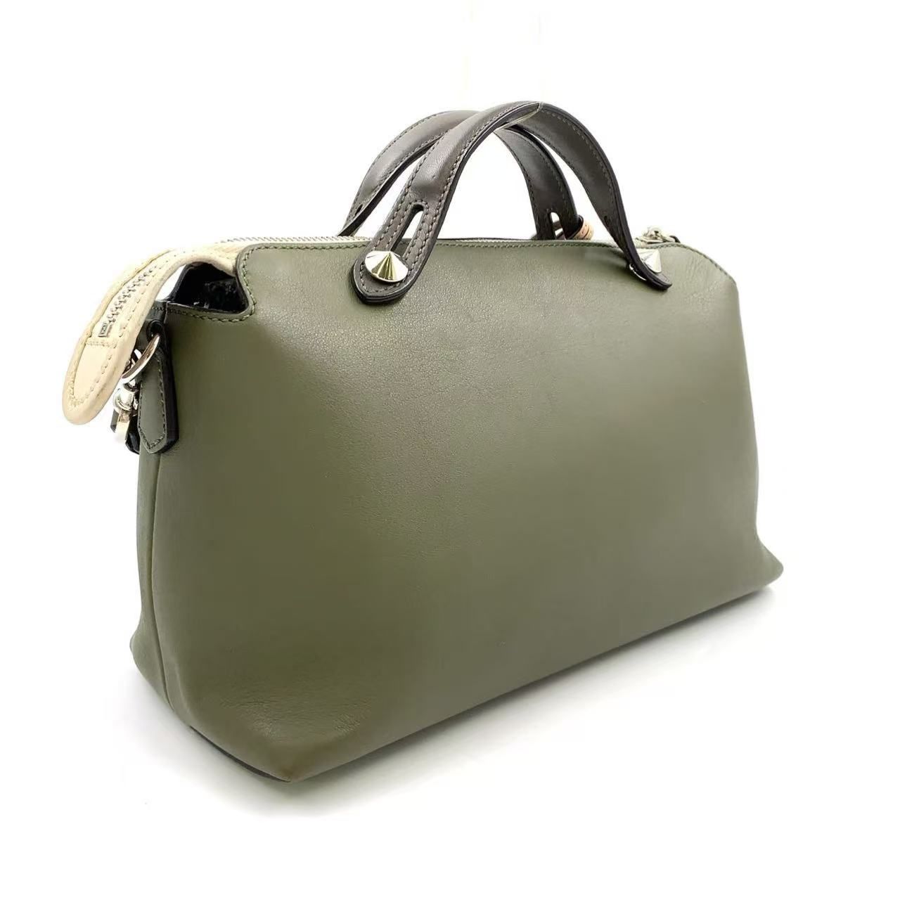 FENDI 2way ショルダーバッグ レザー カーキグリーン
