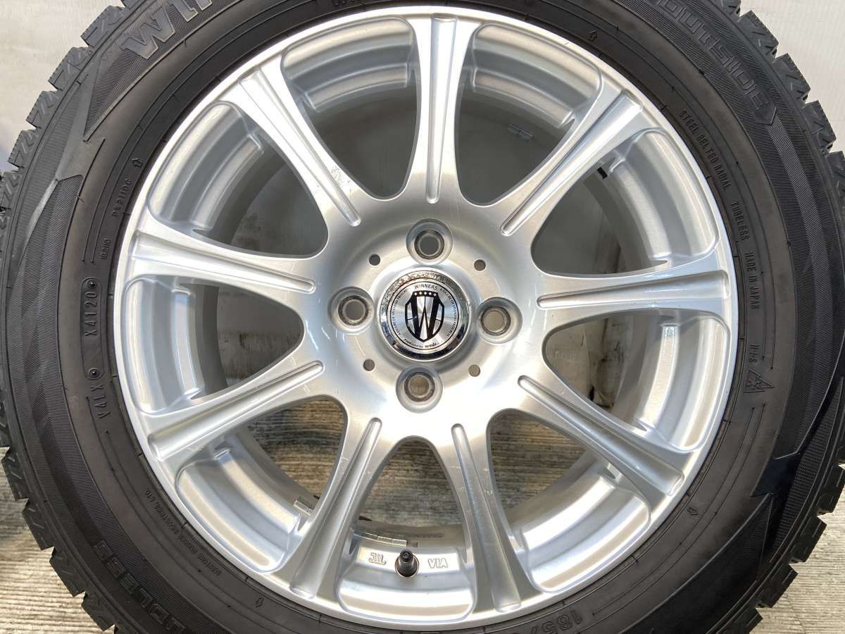 中古タイヤ☆185/55-15 185/55R15 アルミホイール カスタムペイント キャンディブラウン 6.5J+34 100 4H シエンタ ポルテ ｂB等☆ トヨタ bB 純正15×6J+40 4H-100☆2022年製☆Maxrun