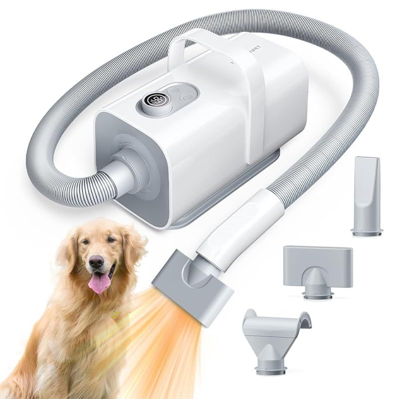 Homerunpet 犬 ドライヤー 犬用ドライヤー ペット ブロワー ペット用 120m s超高風速 速乾 ４種類エアノズル 静音 温度＆風量調節 ホームランペット ブロワー 乾燥機 0