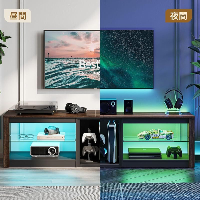 ガラス収納棚付き 木製