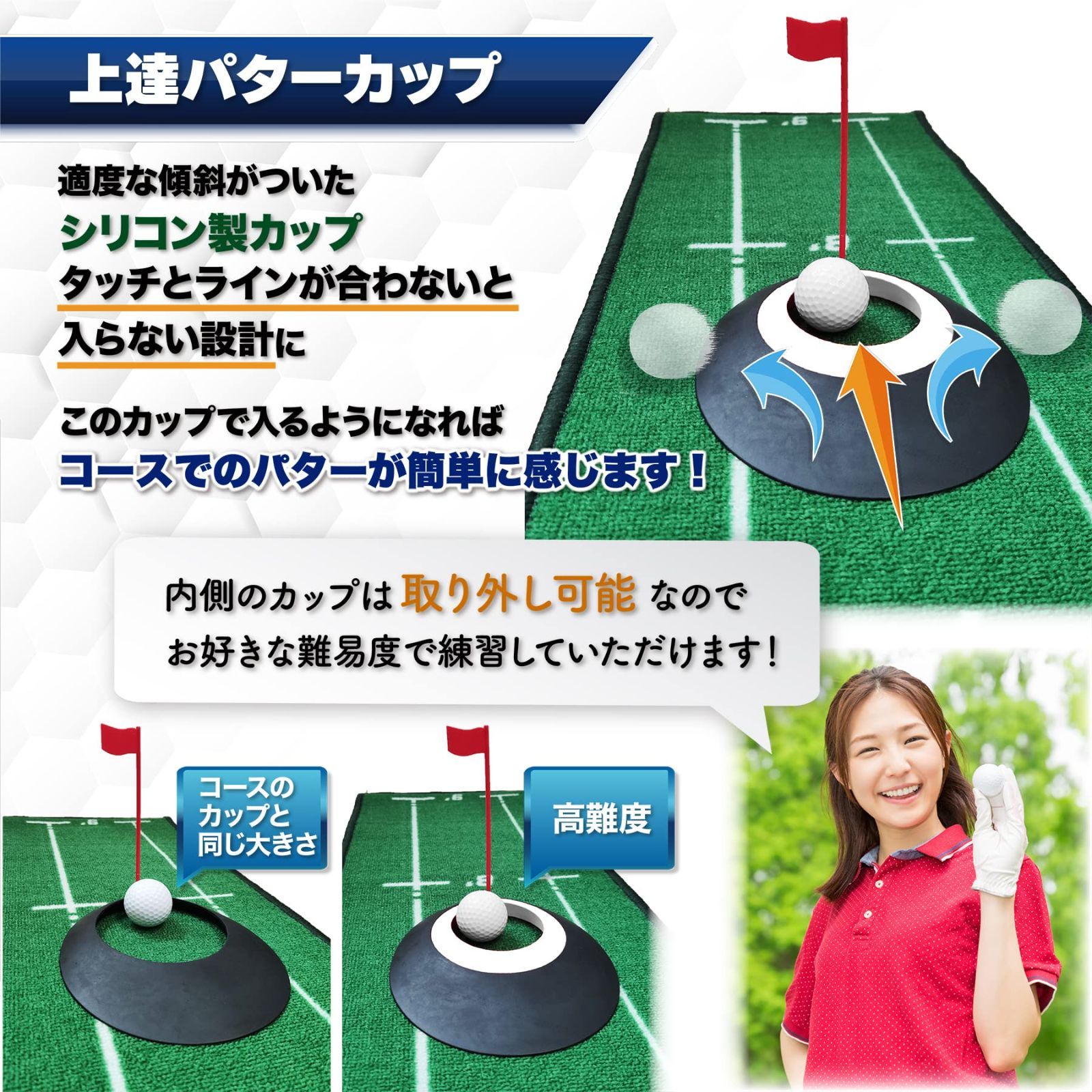 パターマット 9点セット 【アプローチも練習できる】パター練習マット ゴルフ パターカップ  SEAVER GOLF