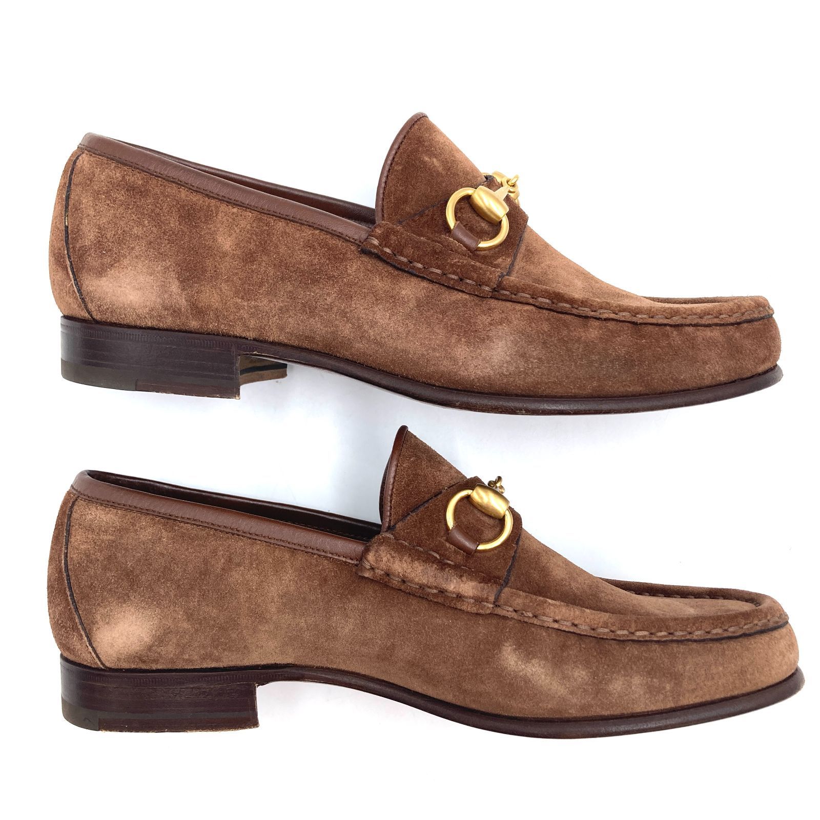 GUCCI ブラウン スエード ビットローファー 保存袋付き GUCCI メンズ ブラウン スエード ホースビットローファー 保存袋付き39