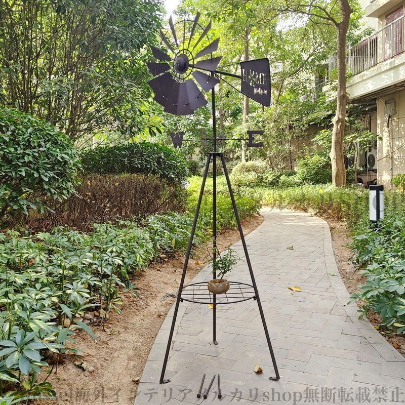 風車 かざぐるま 方向指示 植木鉢 スタンド ラック おしゃれ 屋外 庭