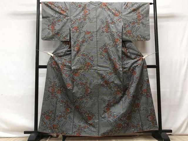 平和屋着物○本場大島紬 一元7マルキ 色紙重ね笹竹文 正絹 逸品