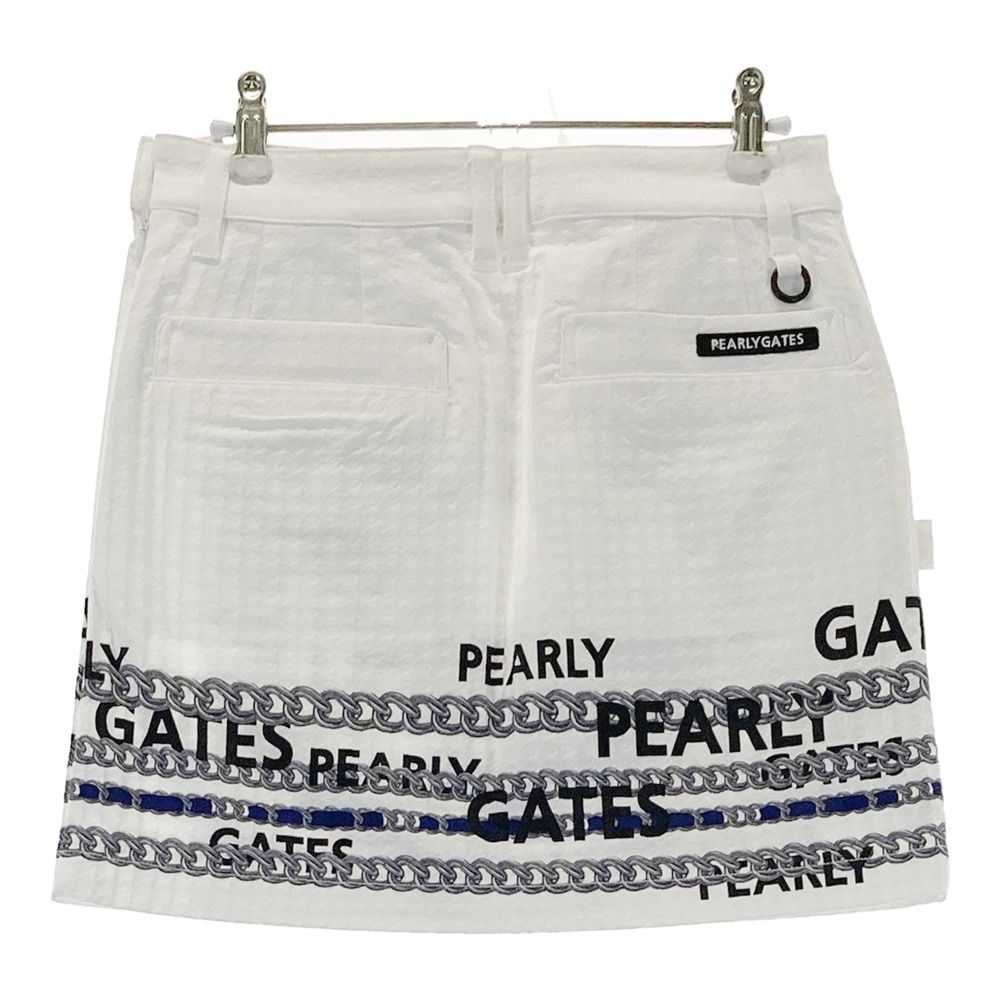 サイズ 0 PEARLY GATES パーリーゲイツ 055-2234010 ストレッチスカート ロゴ チェーンプリント ホワイト系 240101475290 ゴルフウェア レディース ストスト