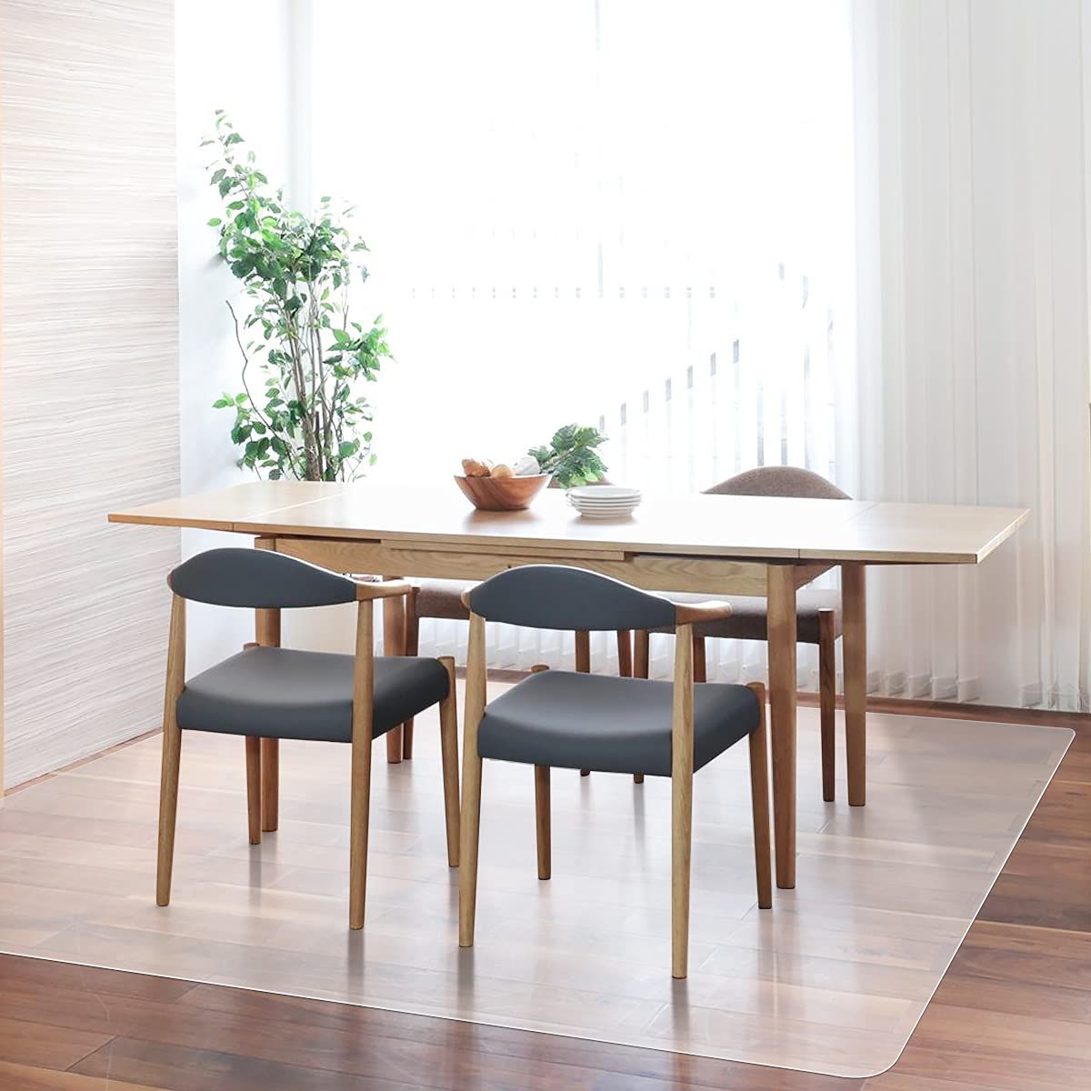 拭くだけ ダイニングマット 透明 180×180cm クリアマット 1.5mm厚 拭ける PVCマット 床暖房対応 お手入れ簡単 キッチマット ソフト エンボス加工 カットできる サラっとした手触り 清潔 ハードフロア 畳 フローリング対応