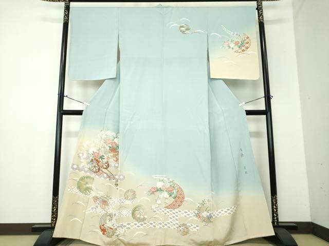 平和屋着物●訪問着　友禅　貝桶花文　金彩　正絹　逸品　AAAZ2395ph 平和屋着物○訪問着 友禅 貝桶花文 金彩 正絹 逸品 AAAZ2395ph 平和