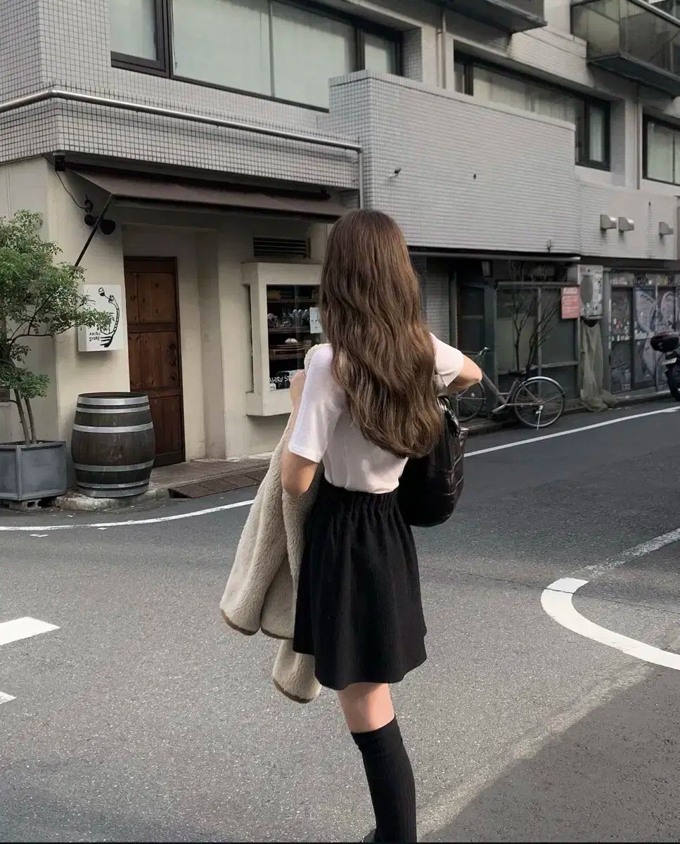 ounce オンス ブークレ ウール バンディング スカート 黒