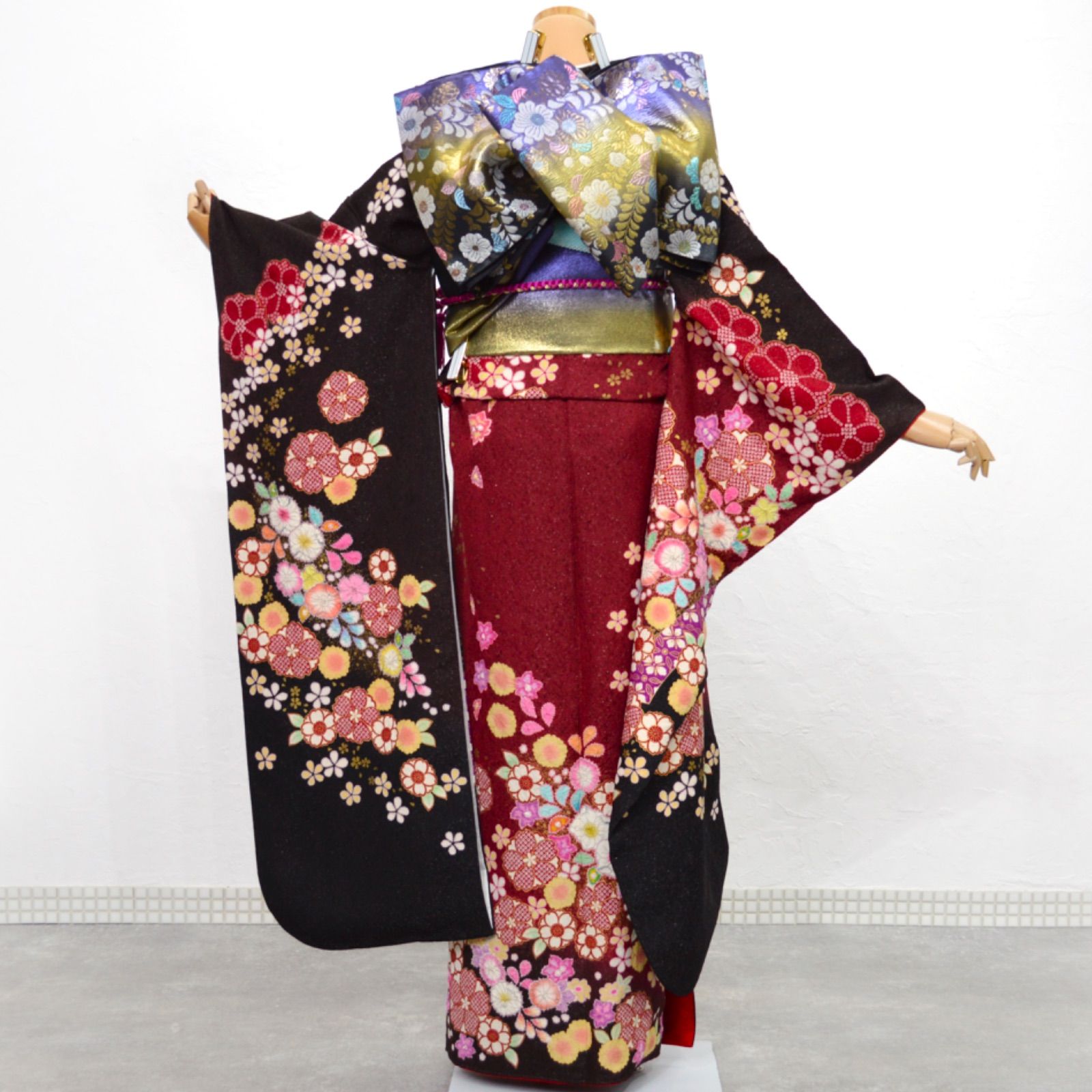 美品》正絹 振袖フルセット M〜LLサイズ 絞り 落款あり 成人式 振袖