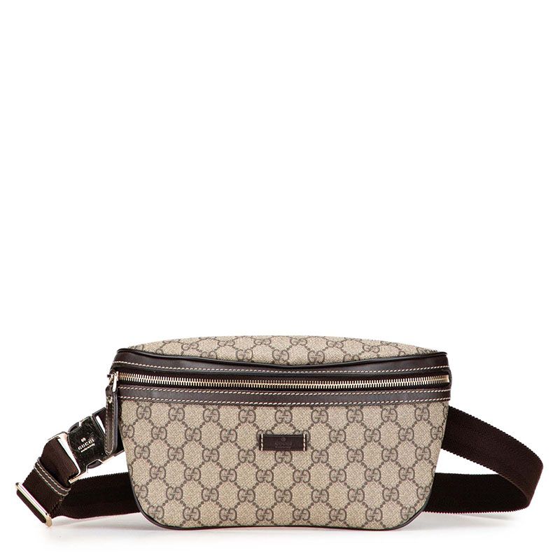 グッチ GGスプリーム ウエストバッグ ボディバッグ 233269 ベージュ ブラウン PVC レザー レディース GUCCI 222-33683