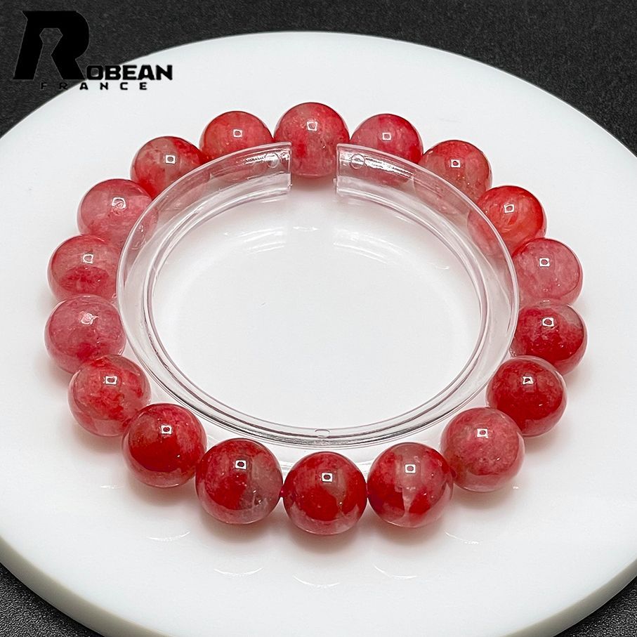 在庫切れ 絶賛 EU製 定価6万円ROBEAN・ディープローズクォーツブレスレット パワーストーン 天然石 綺麗 お守り 貴重 幸運 プレゼント ギフト 贈り物 11.3-11.7mm C520668