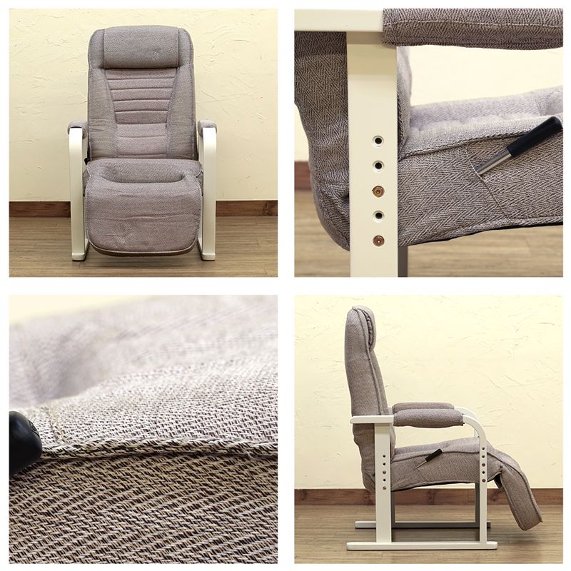 レバー式リクライニングチェア　フット付き　ブラウン レバー式リクライニングチェア フット付き ブラウン レバー式