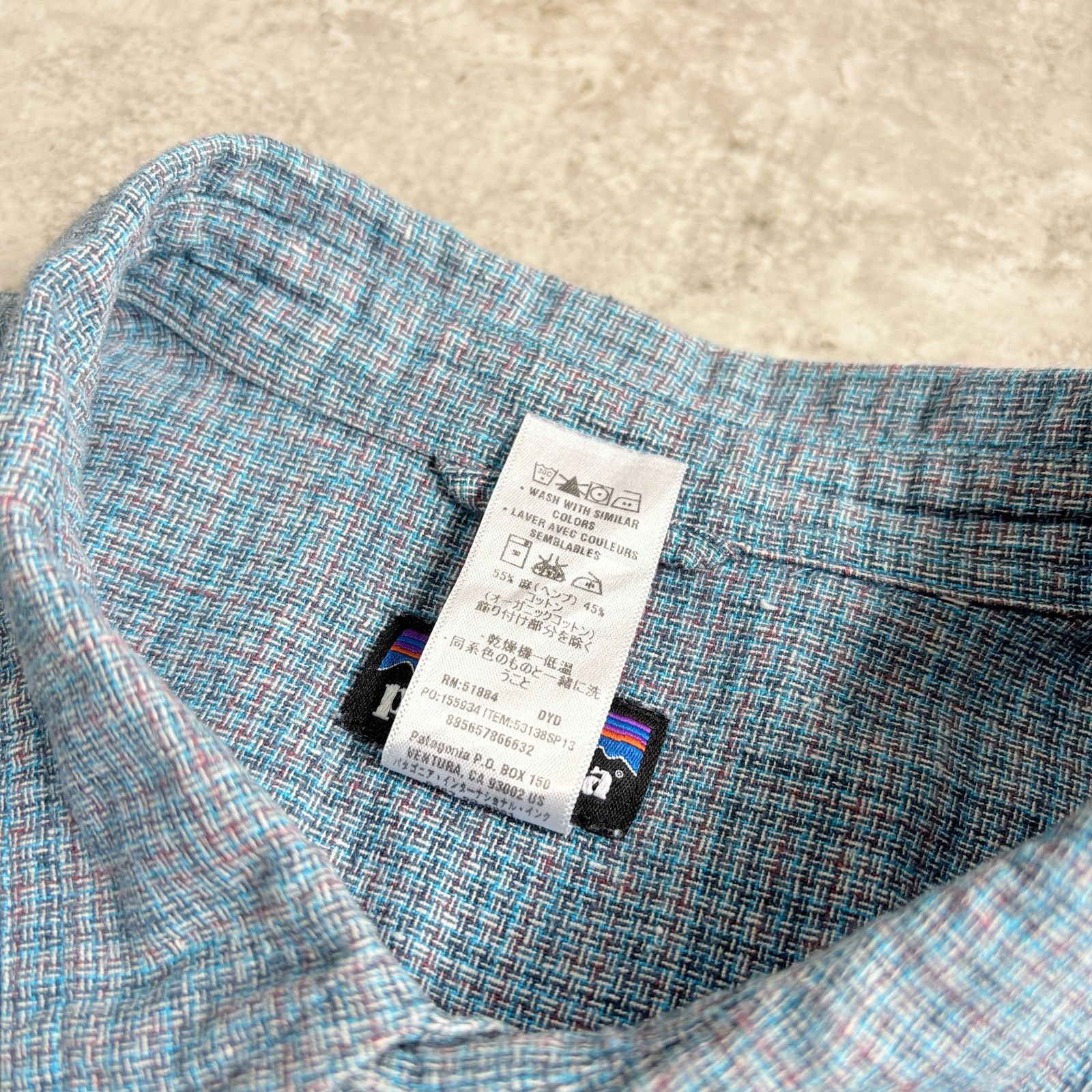 2013年製 patagonia Hemp Short sleeve shirt 【blue × brown