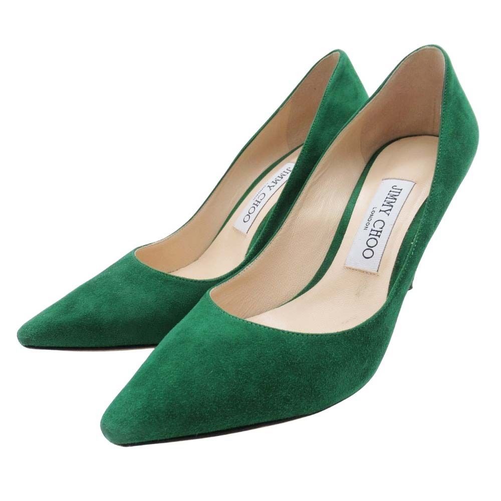 JIMMY CHOO ジミーチュウ Love85 スエードレザー パンプス ポインテッドトゥ シューズ 靴 36.5|23.5 緑 グリーン レディース 古着