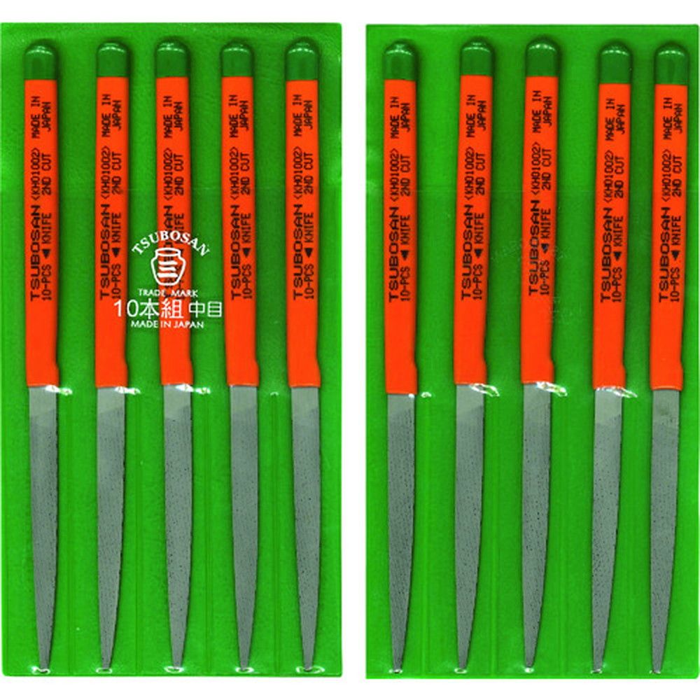 ツボサン 組ヤスリ 10本組 刀刃 中目 KH010-02