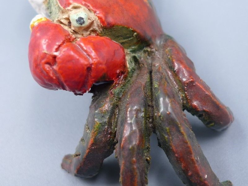 希少 本物保証 明治期 水月焼 初代 好川恒方 作 蟹 天神蟹 置物 狩野派