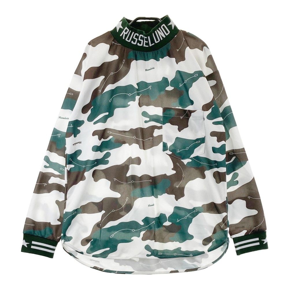 新品 ラッセルノ PRINT ハイネック 長袖シャツ (5/Lサイズ) Ⓗ サイズ：5 RUSSELUNO ラッセルノ ハイネック 長袖Tシャツ ネックロゴ