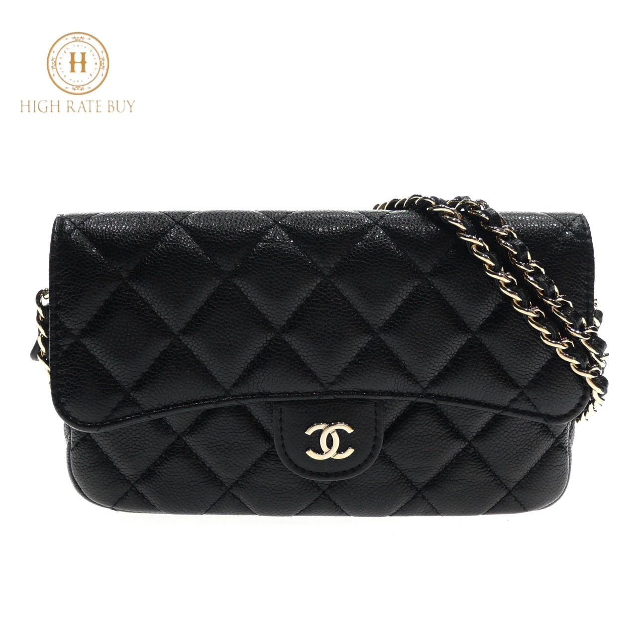 【美品】CHANELキャビアスキンチェーンウォレット黒マトラッセ シャネル CHANEL マトラッセ ミニ チェーンウォレット フェイク