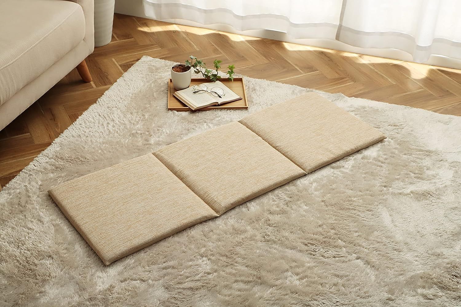 【特別セール】u003e約43×120cm ベージュu003c イケヒコ クッション 椅子用 フリーシート モカ ベージュ 約43×120cm シンプル 無地 #9296549