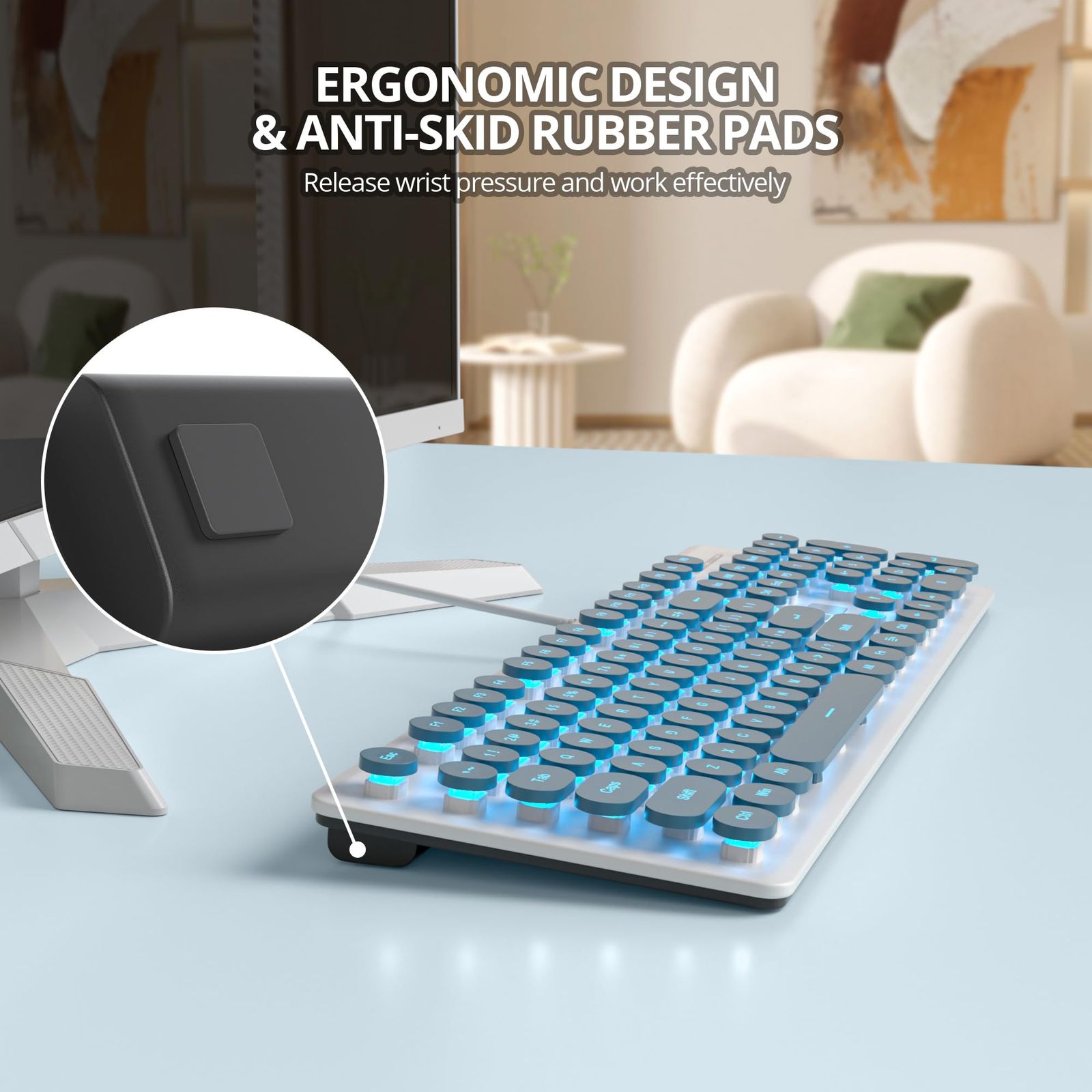 迅速発送】Ussixchare 有線静音メンブレンキーボード、フルサイズ 104