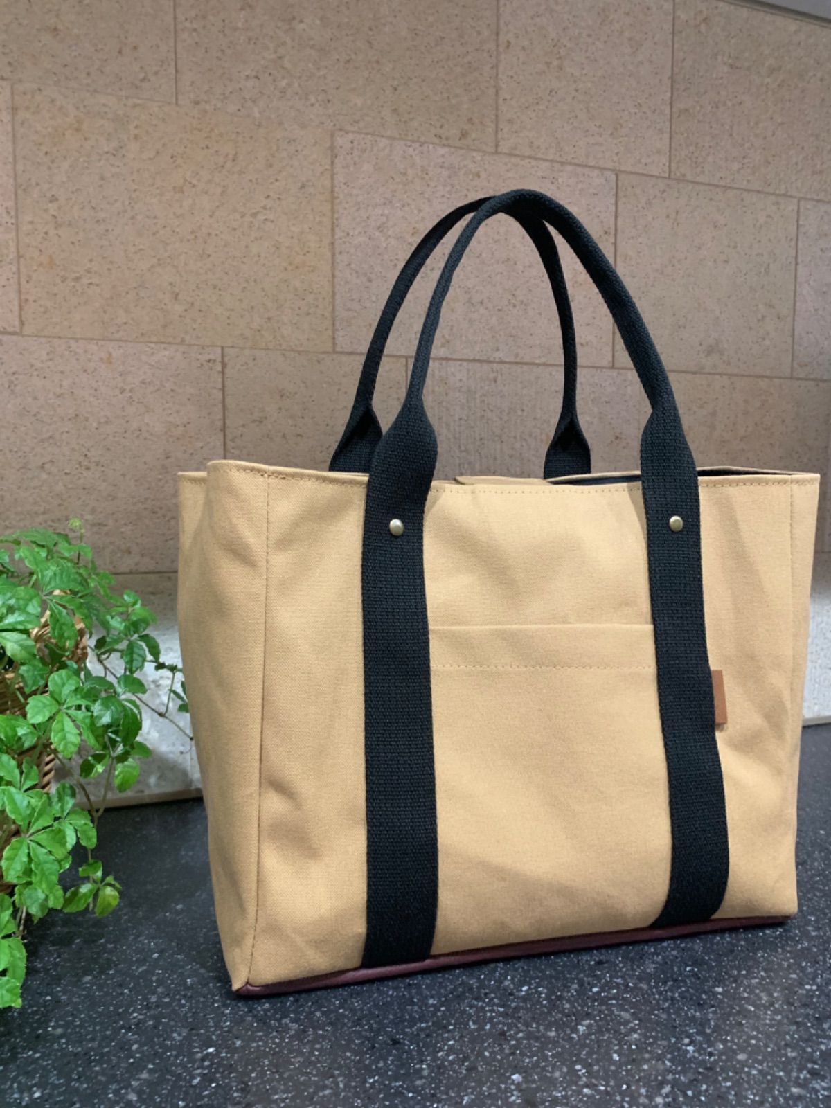 純白3つ仕切りトートバッグ　ハンドメイド　倉敷帆布　仕切り　unicoco 純白（ましろ）様専用 3つ仕切りトートバッグ ハンドメイド 倉敷