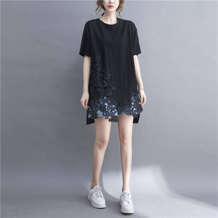 tシャツ レディース 夏 アシンメトリー 半袖tシャツ ロング