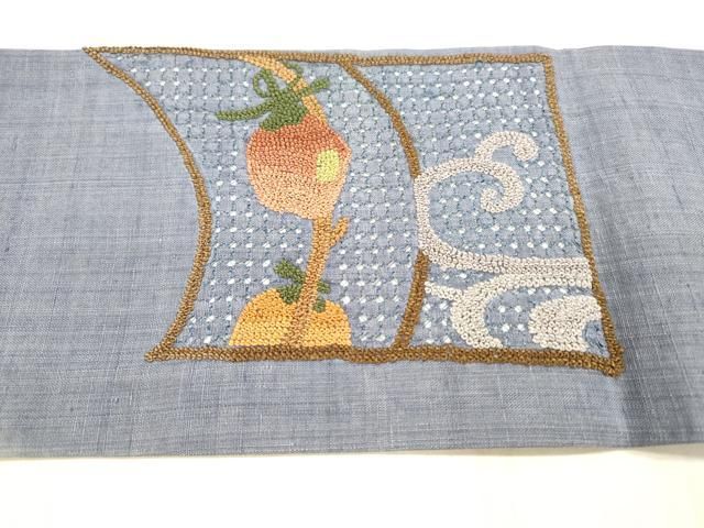 平和屋着物●中国三大刺繍　スワトウ刺繍　汕頭刺繍　相良刺繍　総刺繍　九寸名古屋帯　紬地　成り物　正絹　逸品　DAAX8830cm 平和屋着物○中国三大刺繍 スワトウ刺繍 汕頭刺繍 相良刺繍 総刺繍 九