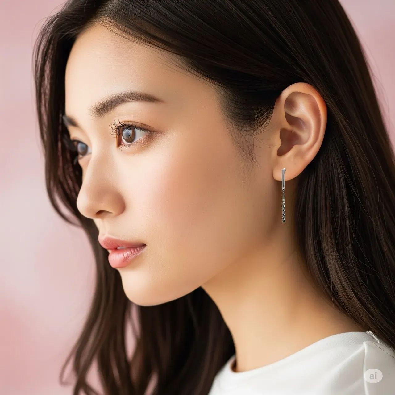 美品  ALLNIQUE  K18YG  ダイヤモンドラインピアス 美品 ALLNIQUE K18YG ダイヤモンドラインピアス （K18YG