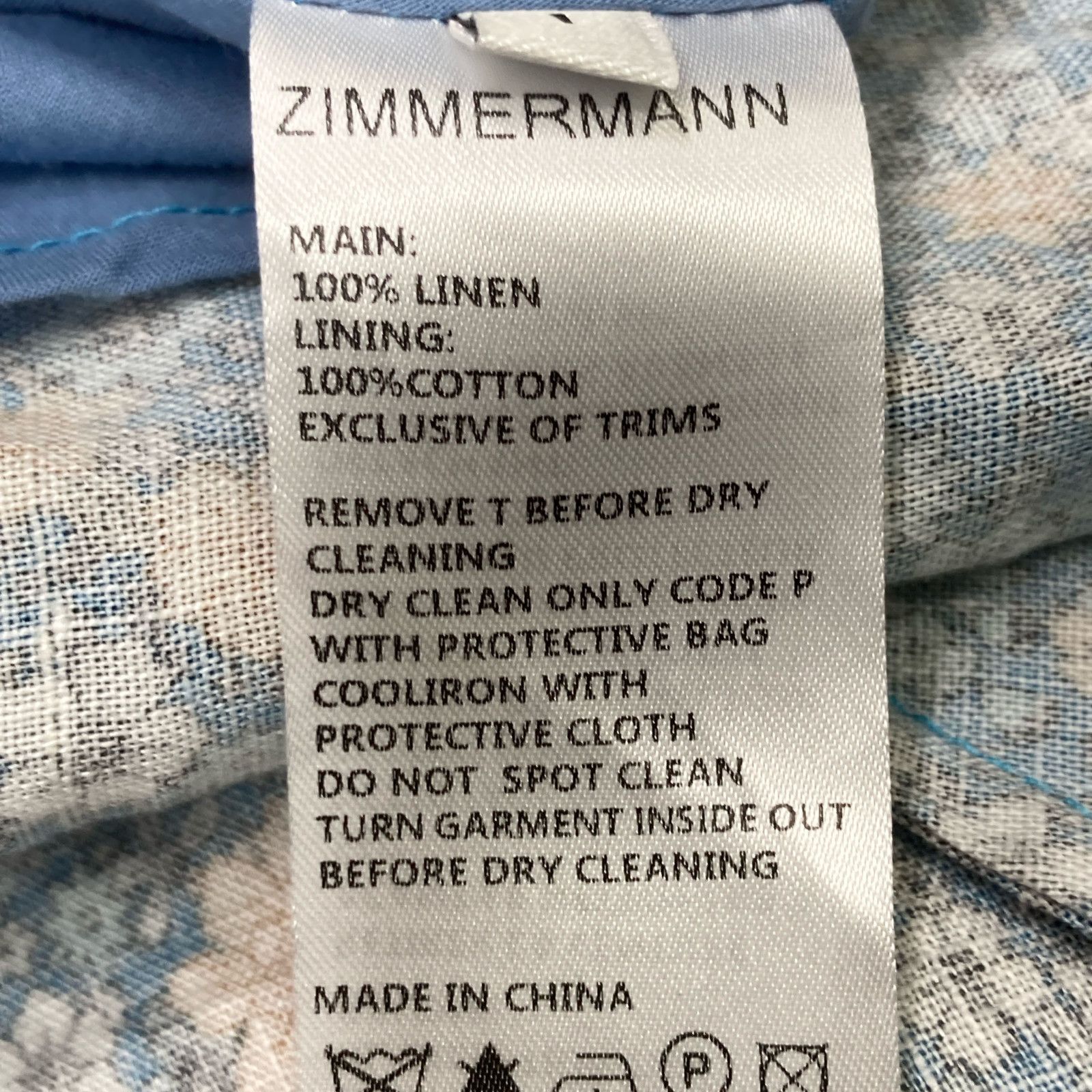 ZIMMERMANN ジマーマン ブルー 花柄 リネン ワンピース 1 - メルカリ