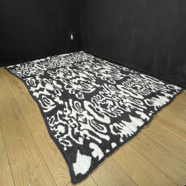 カシウェア ダマスク柄 【未使用】KASHWERE ティ エヌ ノムラ ブランケット 毛布  グレー 白 200×170 /510023