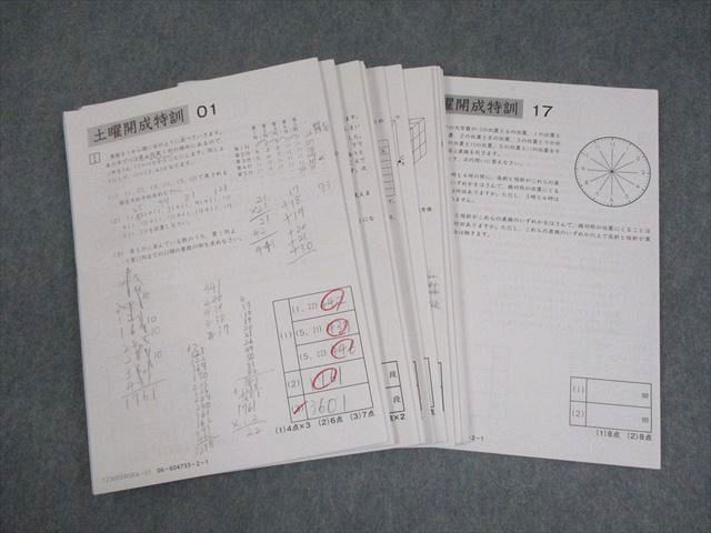 サピックス　6年生　算数　土曜開成特訓1-17　小6 SAPIX サピックス 小6 算数 土曜開成特訓 01～17 テスト計17回