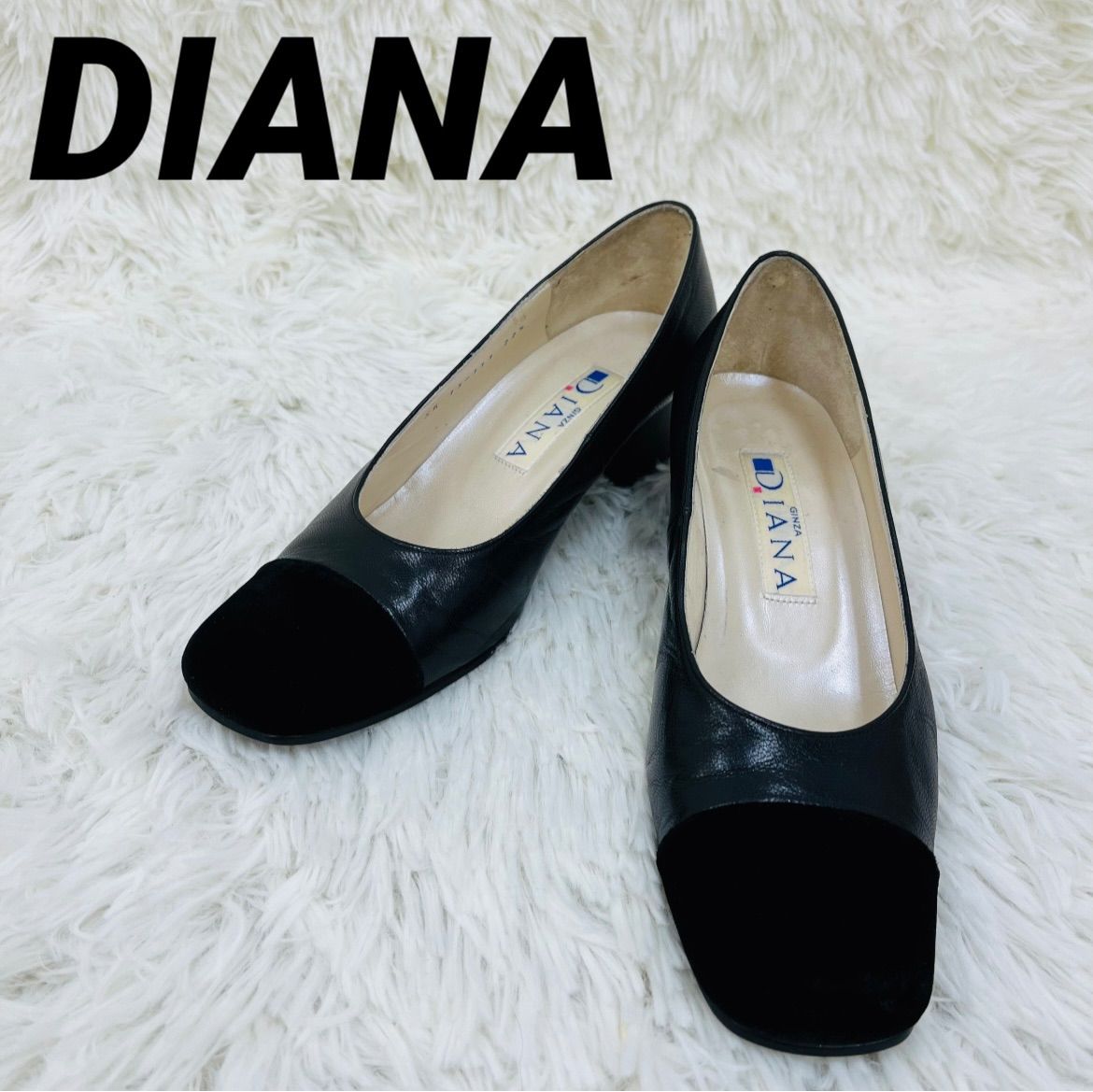 DIANA ダイアナ パンプス スウェードレザー 黒 ブラック 22.5cm