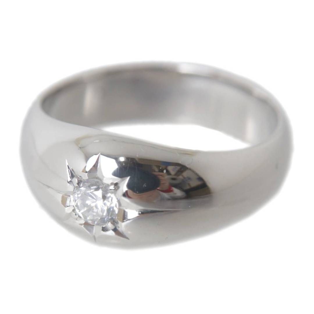 月形甲丸リング ダイヤ 0.328ct 後光留 Pt900 プラチナ900 23号
