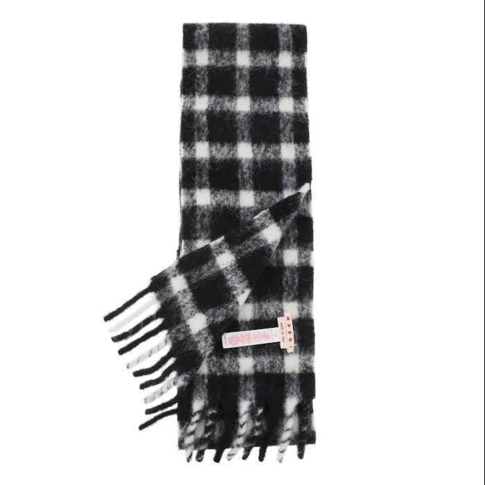 ♪7日以内にお届け☆MARNI☆ アルパカブラックチェック マフラー ♪7日以内にお届け☆MARNI☆ アルパカブラックチェック マフラー