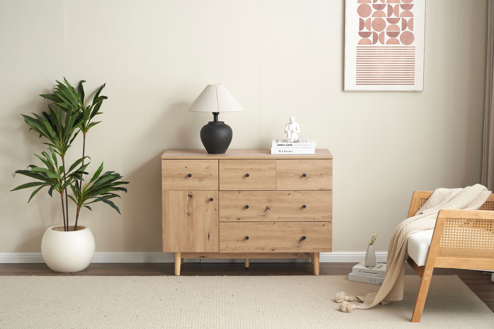 【新品】キャビネット サイドボード 引き出し5杯 チェスト 収納棚 リビング収納 新品】キャビネット サイドボード 引き出し5杯 チェスト 収納棚