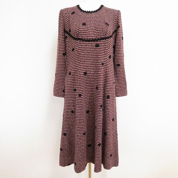 斎藤都世子】ニットワンピース 編み込み フィット＆フレア 美