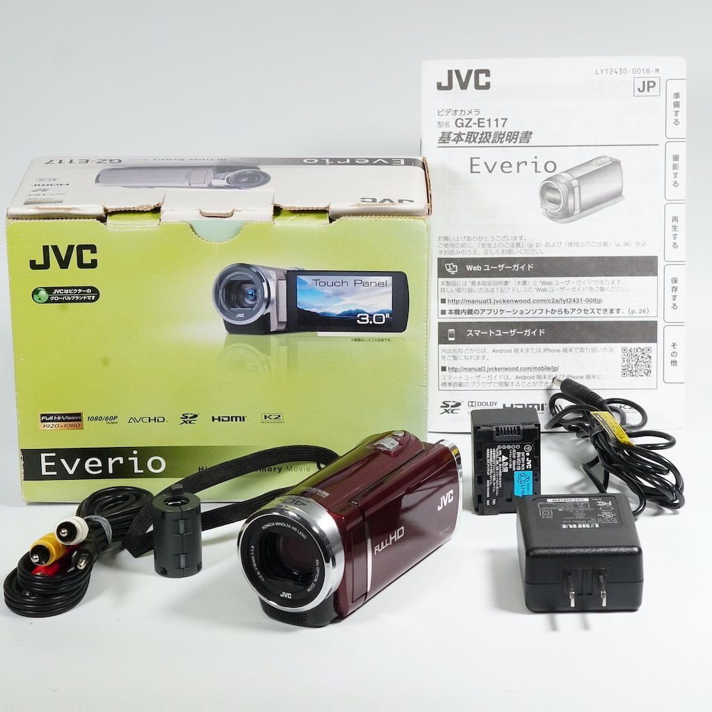 JVC Victor Everio GZ-E117-R レッド 元箱 ビデオカメラ 動作OK
